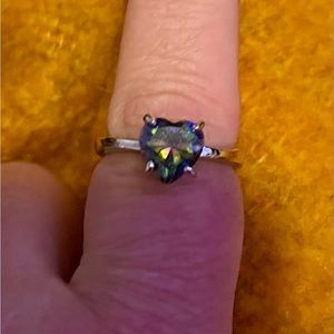 Mystic fire sterling silver ring